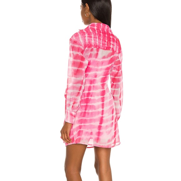 h:ours Jaqi Wrap Dress in Fuchsia Tie Dye Small - Picture 3 of 8